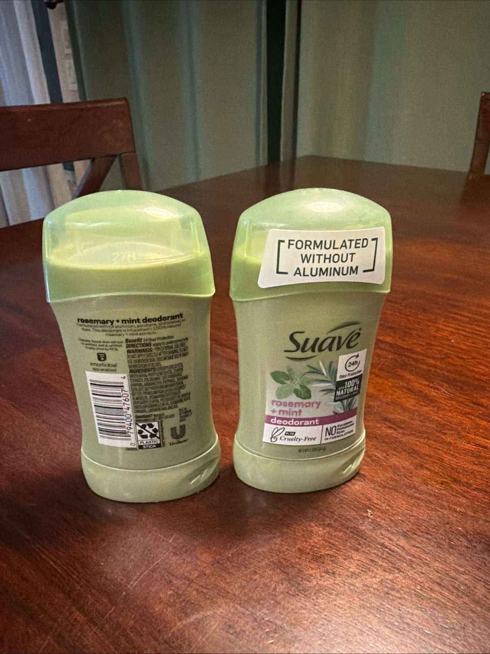 2 x Suave Rosemary + Mint Natural Deodorant - Light Green 1.2 oz